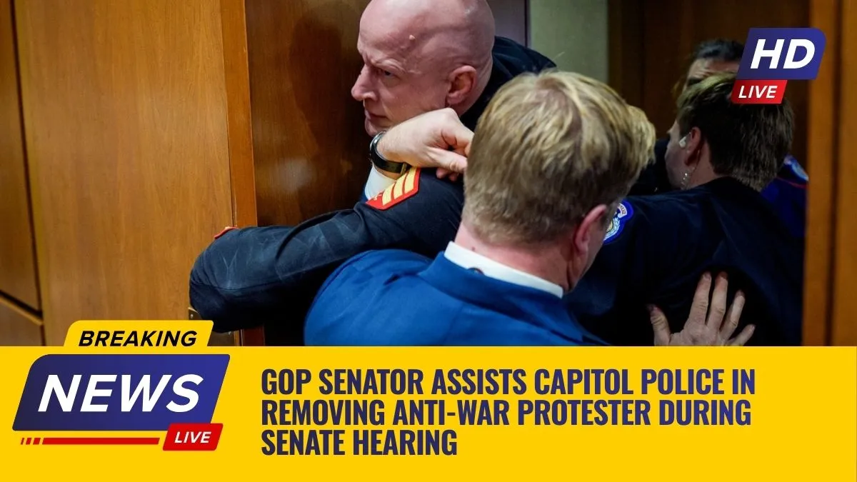 GOP Senator Assists Capitol Police in Removing Anti-War Protester During Senate Hearing